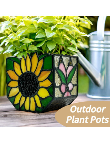 Maceta de Jardín de Vidrio Templado Entlityful Girasol 11.7x13.1cm