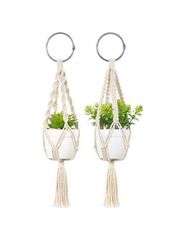 Colgador de Plantas de Macramé Mkono con Suculentas - Set de 2