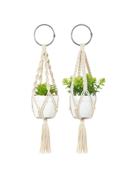 Colgador de Plantas de Macramé Mkono con Suculentas - Set de 2
