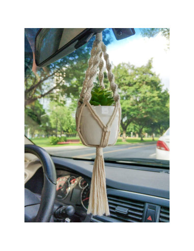 Colgador de Plantas de Macramé Mkono con Suculentas - Set de 2
