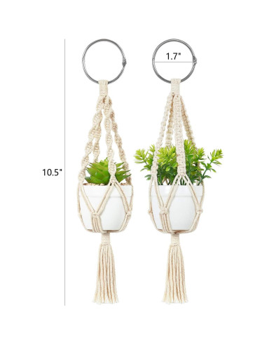 Colgador de Plantas de Macramé Mkono con Suculentas - Set de 2