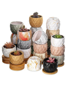 24 Macetas de Cerámica Ziliny 8.5 cm con Drenaje para Suculentas