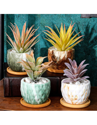 24 Macetas de Cerámica Ziliny 8.5 cm con Drenaje para Suculentas