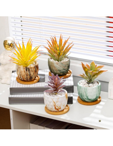 24 Macetas de Cerámica Ziliny 8.5 cm con Drenaje para Suculentas