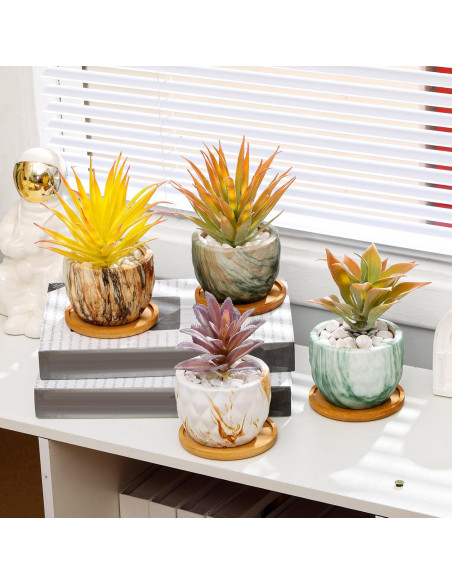 24 Macetas de Cerámica Ziliny 8.5 cm con Drenaje para Suculentas