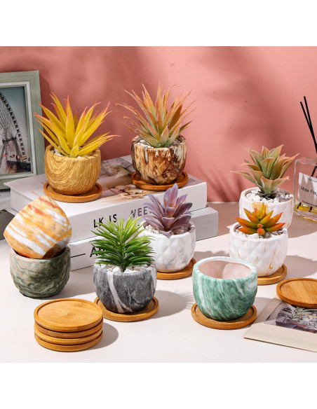 24 Macetas de Cerámica Ziliny 8.5 cm con Drenaje para Suculentas