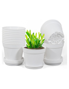 Paquete de 12 macetas de plástico Olisx 10 cm con plato y drenaje