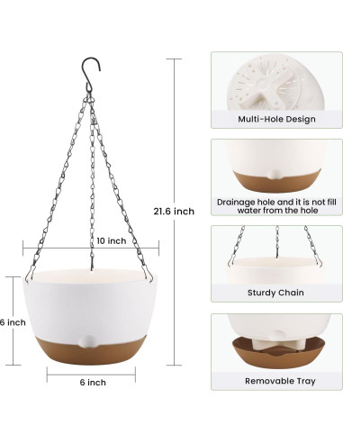 Macetas Colgantes Dovesail 25 cm Autorriego 2 Paquetes