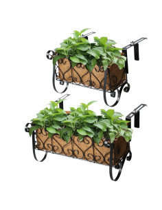 Estante Colgante de Flores MorTime - Hierro Negro, 2 Piezas