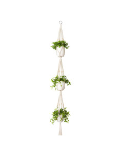 Colgador de Plantas de Macramé Mkono 3 Niveles Algodón 177.8 cm