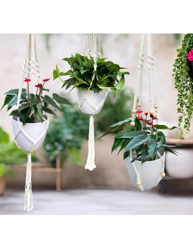 Ganchos de Techo para Plantas WIWUE GUO - 3 Paquete Boho