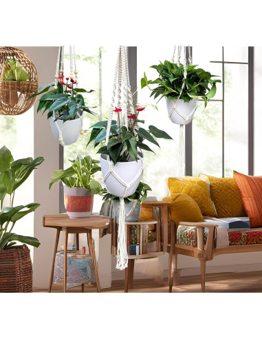 Ganchos de Techo para Plantas WIWUE GUO - 3 Paquete Boho