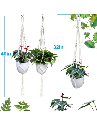 Ganchos de Techo para Plantas WIWUE GUO - 3 Paquete Boho