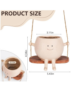 Maceta Colgante de Cara Sonriente CONNOVA 7.1cm Resina 2
