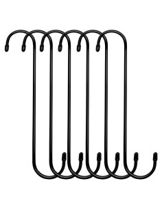 Paquete de 6 ganchos S ESFUN negros de alta resistencia 0.45 kg