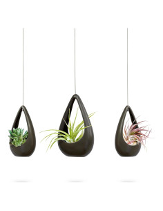 Macetas Colgantes de Cerámica 23 Abejas - Paquete de 3 Gris