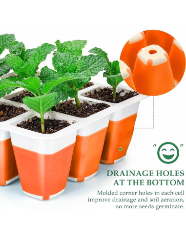 Kit de Inicio de Semillas Ryscam 6 Piezas Silicona Naranja