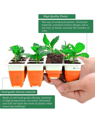 Kit de Inicio de Semillas Ryscam 6 Piezas Silicona Naranja