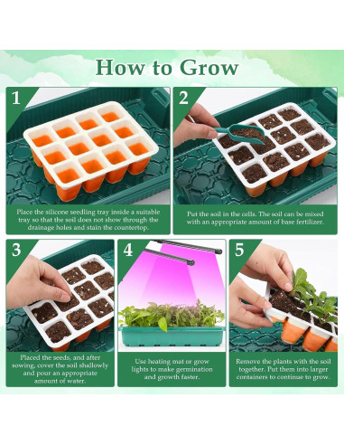 Kit de Inicio de Semillas Ryscam 6 Piezas Silicona Naranja