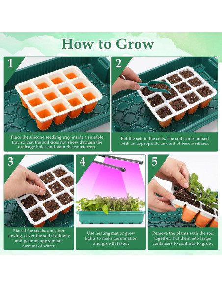 Kit de Inicio de Semillas Ryscam 6 Piezas Silicona Naranja