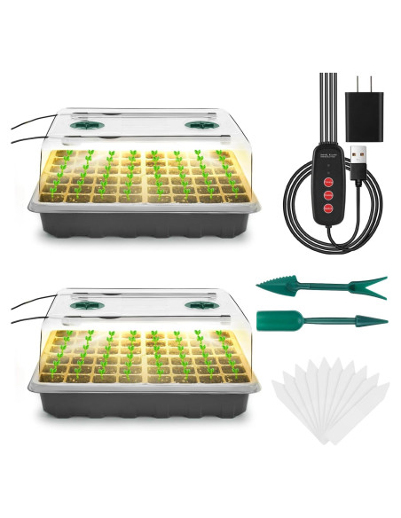 Bandeja de Inicio de Semillas Ryscam con Luz Crecimiento 96 Celdas