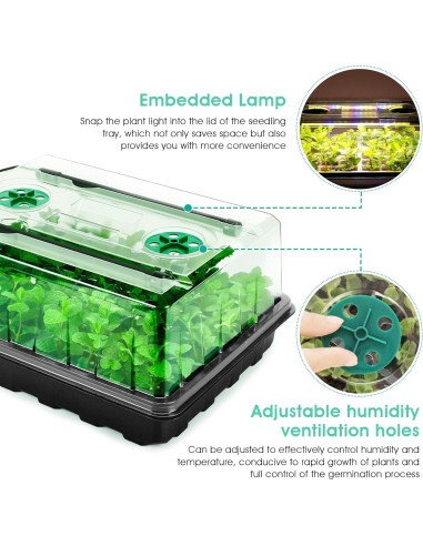 Bandeja de Inicio de Semillas Ryscam con Luz Crecimiento 96 Celdas
