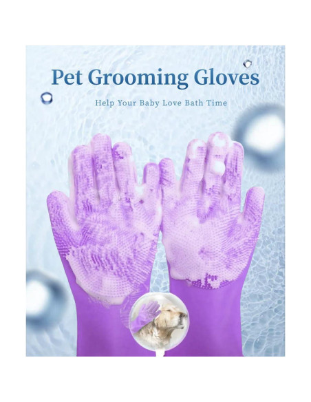Guantes de Baño para Mascotas Easoneo - Silicona, Manga Larga