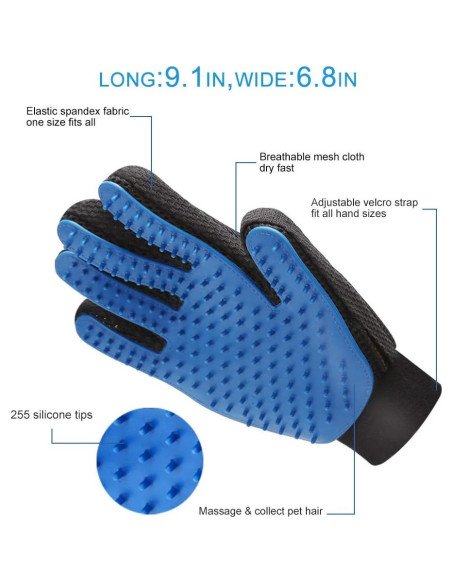 Guantes de Aseo para Mascotas Yrighjo 2PCS Azul - Deshedding