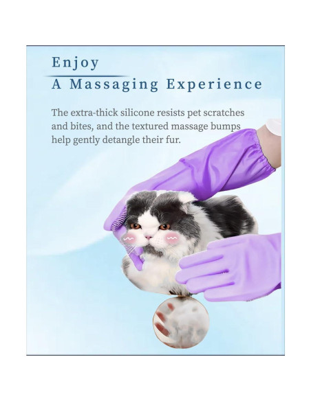 Guantes de Baño para Mascotas Easoneo - Silicona, Manga Larga