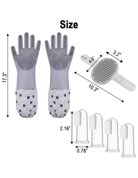 Juego de Baño para Mascotas BOBEJIMIA 3 en 1 Guantes y Cepillos