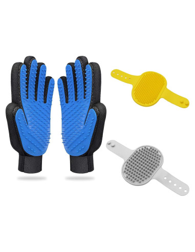 Guantes de Lavado y Cepillo para Mascotas JOANGIHC 3PCS Amarillo