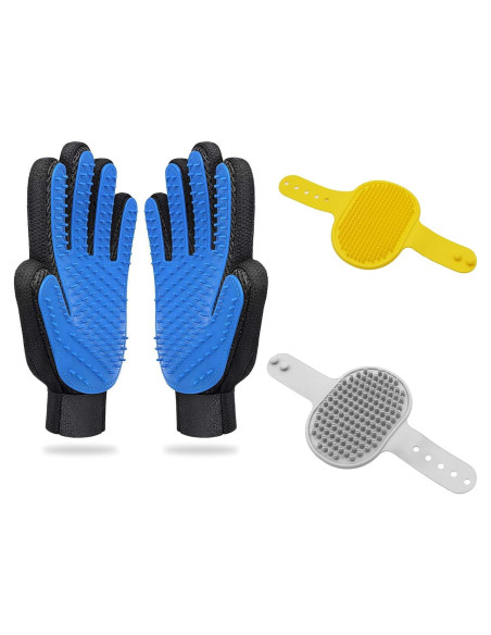 Guantes de Lavado y Cepillo para Mascotas JOANGIHC 3PCS Amarillo
