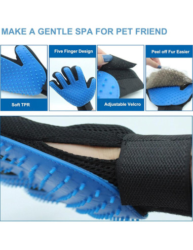 Guantes de Lavado y Cepillo para Mascotas JOANGIHC 3PCS Amarillo