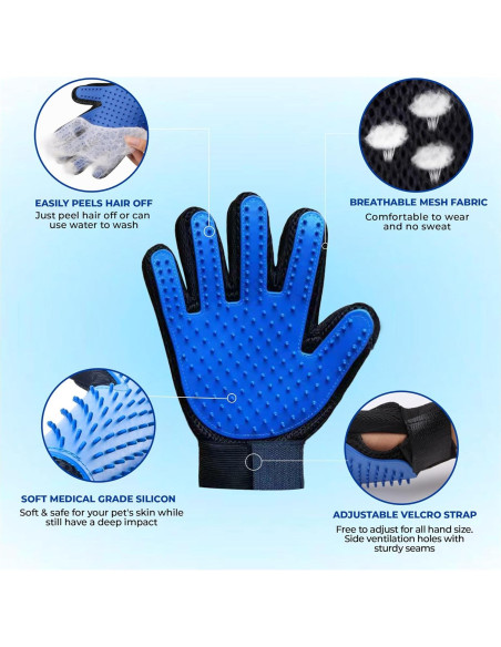 Juego de Guantes de Cuidado para Mascotas 1TO3GO con 185 Puntas