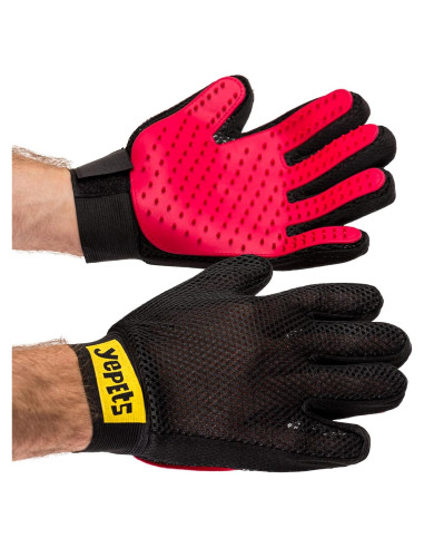 Guantes de Aseo para Mascotas Yepets - Rojo, 22.6x16.3cm