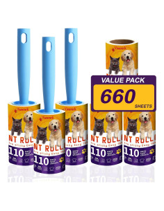 Rodillos Adhesivos para Pelo de Mascota VweRerk - 6 Recargas, 660 Hojas