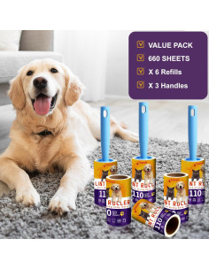Rodillos Adhesivos para Pelo de Mascota VweRerk - 6 Recargas, 660 Hojas 2