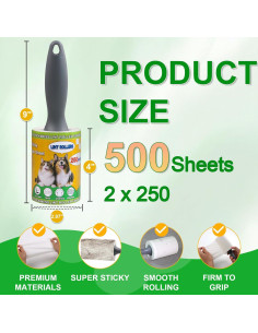 Rodillo para Pelos de Mascotas Aporni 500 Hojas Extra Pegajoso 2