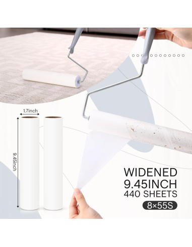 Recargas de Rodillo Quitapelusas Chengu 24 cm - 8 Piezas 440 Hojas