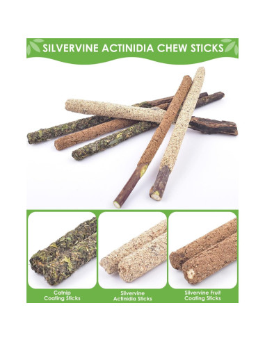 Palitos de Masticar Silvervine TINDTOP - Paquete de 10 para Gatos