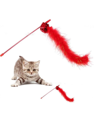 Juguete Interactivo para Gatos Baolaili - Varita con Plumas y Bola Crujiente