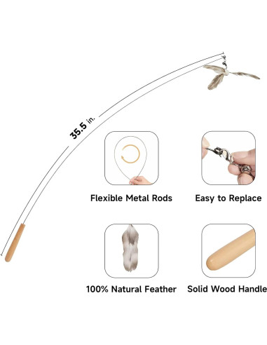 Juguete para Gatos FUKUMARU Varita de Plumas 90 cm
