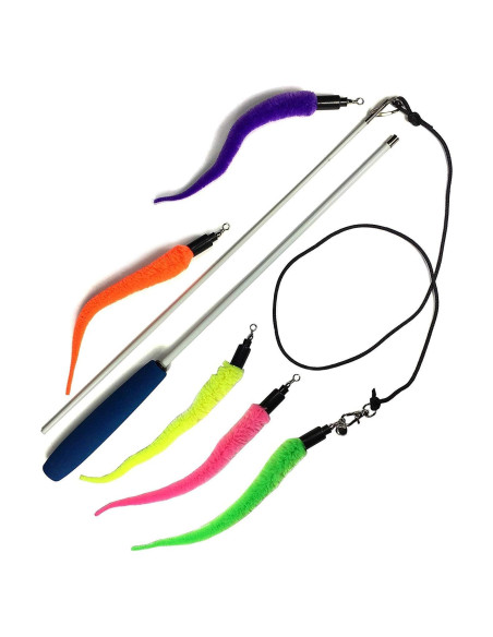 Juguete Interactivo para Gatos Pet Fit For Life - Varita + 5 Gusanos