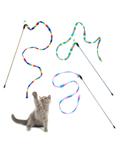 3 Juguetes Interactivos para Gatos Varita Arcoíris InnoHHustle