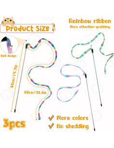 3 Juguetes Interactivos para Gatos Varita Arcoíris InnoHHustle 2