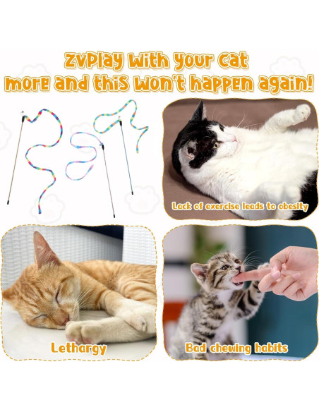 3 Juguetes Interactivos para Gatos Varita Arcoíris InnoHHustle