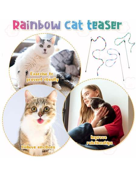 3 Juguetes Interactivos para Gatos Varita Arcoíris InnoHHustle