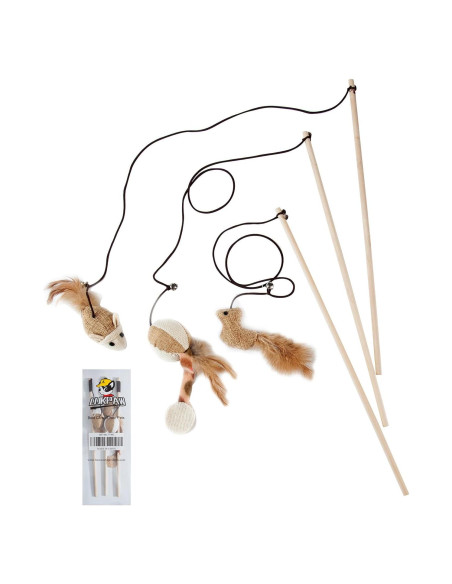 Juego de Juguetes para Gatos LukPaw - 3 Piezas con Varitas de Sisal
