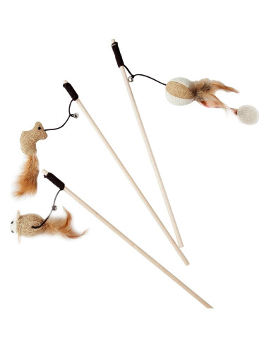 Juego de Juguetes para Gatos LukPaw - 3 Piezas con Varitas de Sisal