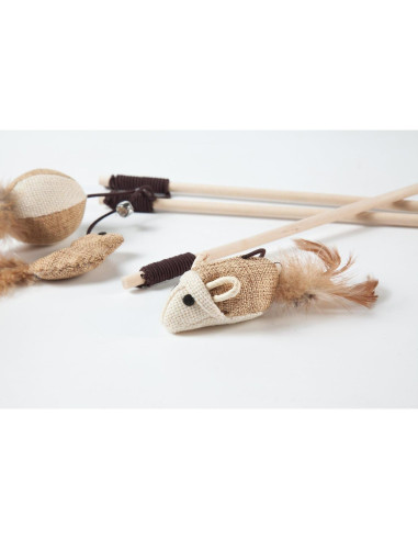 Juego de Juguetes para Gatos LukPaw - 3 Piezas con Varitas de Sisal